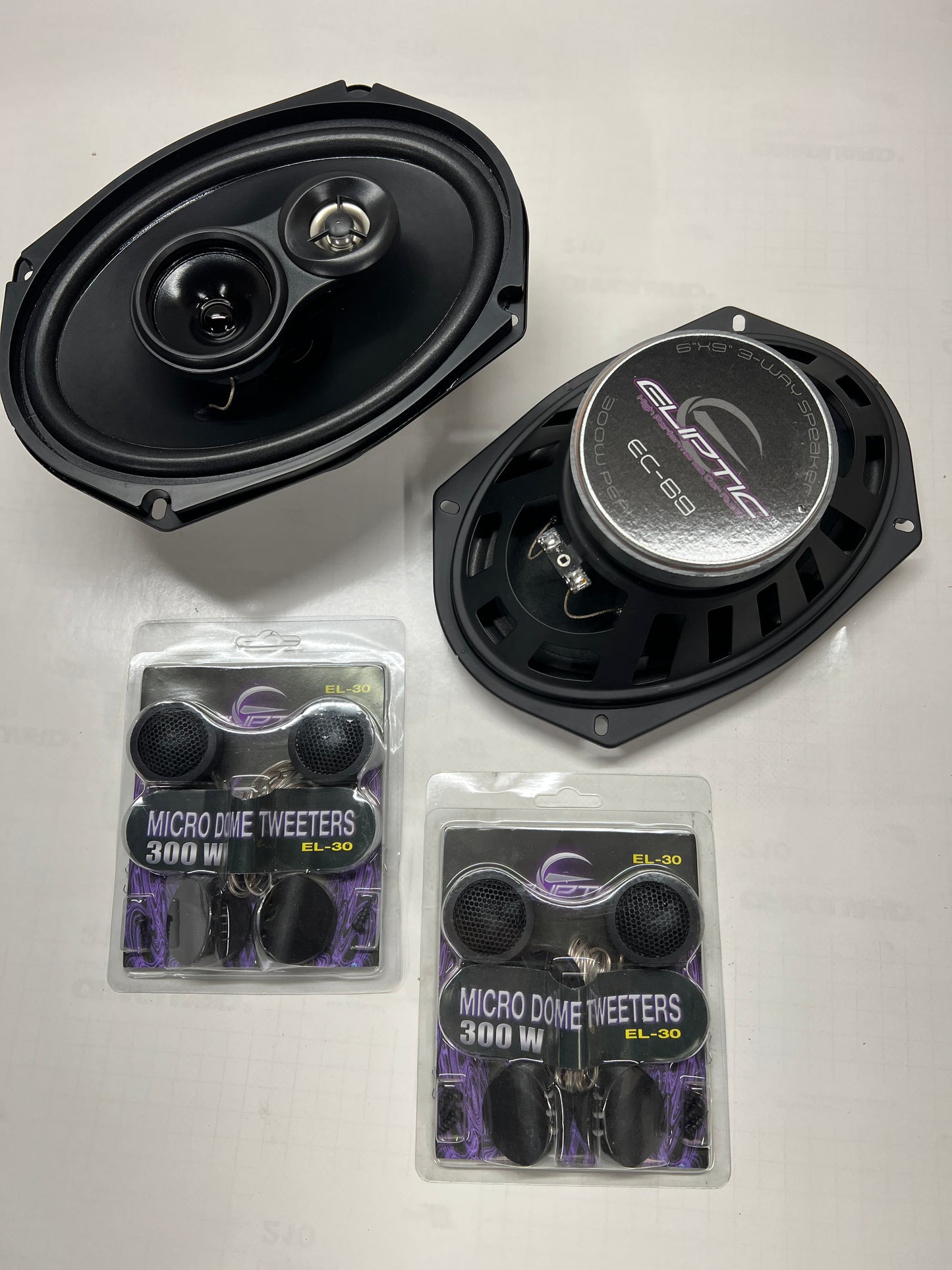Eliptic Audio 6"x9" Speakers + 2 pairs FREE 1" micro dome tweeters.